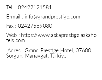 Grand Prestige Hotel iletiim bilgileri